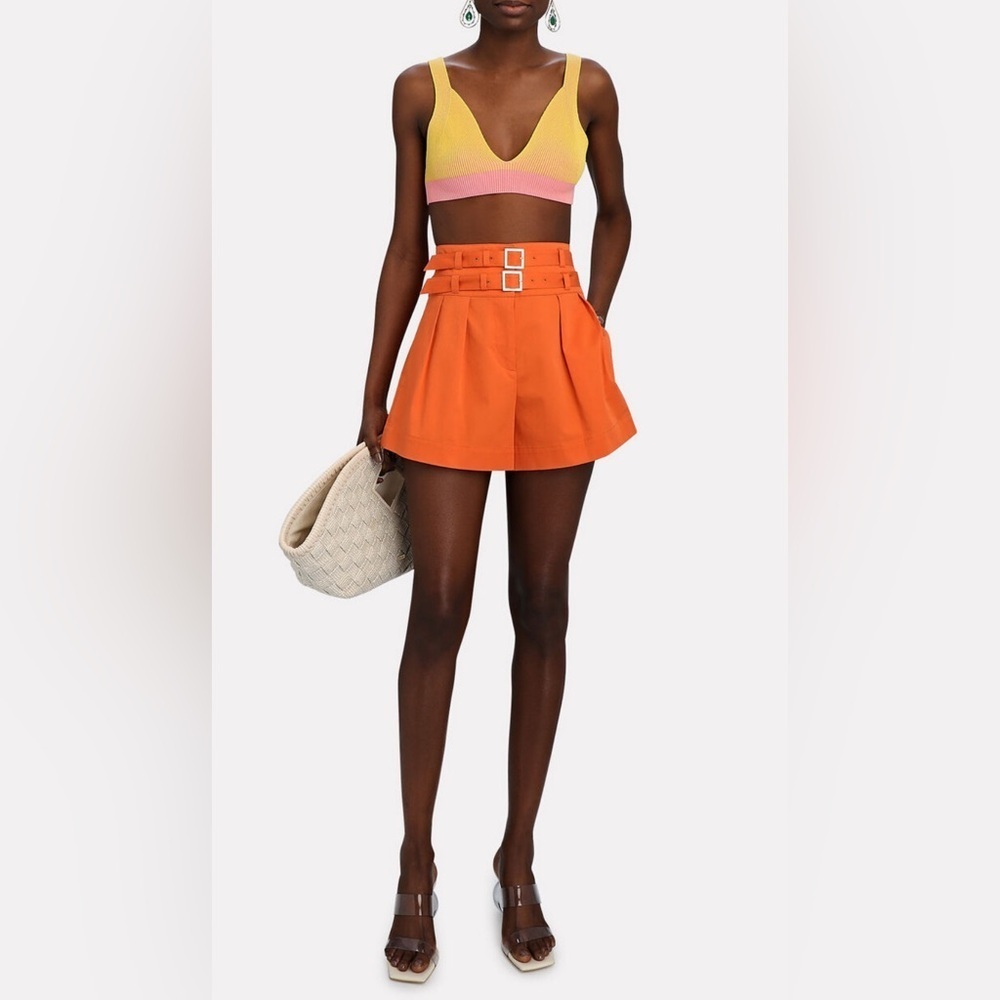 INTERMIX Leslie Double Belted Cotton Shorts, Size 6‎